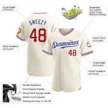 Load image into Gallery viewer, Custom Cream Red-Royal Authentic Baseball Jersey