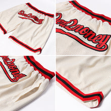Load image into Gallery viewer, Custom Cream Red-Black Authentic Throwback Basketball Shorts