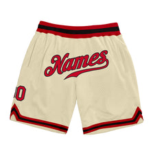 Load image into Gallery viewer, Custom Cream Red-Black Authentic Throwback Basketball Shorts