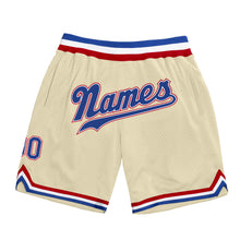 Load image into Gallery viewer, Custom Cream Royal-Red Authentic Throwback Basketball Shorts