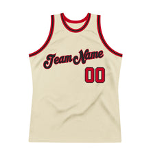 Load image into Gallery viewer, Custom Cream Red-Black Authentic Throwback Basketball Jersey