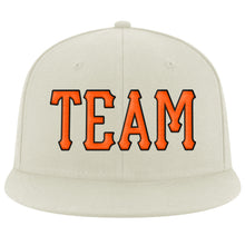 Load image into Gallery viewer, Custom Cream Orange-Black Stitched Adjustable Snapback Hat