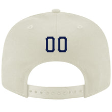 Load image into Gallery viewer, Custom Cream Navy-Gray Stitched Adjustable Snapback Hat