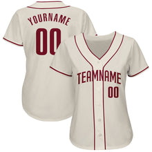 Load image into Gallery viewer, Custom Cream Crimson Authentic Baseball Jersey