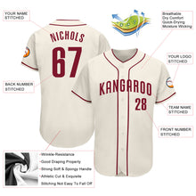 Load image into Gallery viewer, Custom Cream Crimson Authentic Baseball Jersey