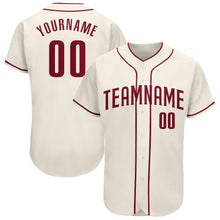 Load image into Gallery viewer, Custom Cream Crimson Authentic Baseball Jersey