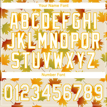 Load image into Gallery viewer, Custom Cream White-Gold 3D Pattern Design Maple Leaf Authentic Baseball Jersey