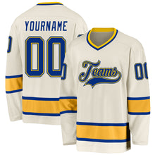 Load image into Gallery viewer, Custom Cream Royal-Gold Hockey Jersey