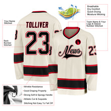 Load image into Gallery viewer, Custom Cream Black-Red Hockey Jersey