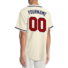 Load image into Gallery viewer, Custom Cream Red-Navy Authentic Baseball Jersey