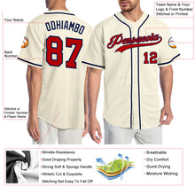 Load image into Gallery viewer, Custom Cream Red-Navy Authentic Baseball Jersey