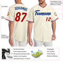 Load image into Gallery viewer, Custom Cream Red-Royal Authentic Baseball Jersey