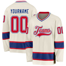 Load image into Gallery viewer, Custom Cream Red-Royal Hockey Jersey