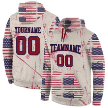 Load image into Gallery viewer, Custom Stitched Cream Crimson-Navy 3D American Flag Fashion Sports Pullover Sweatshirt Hoodie