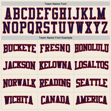 Load image into Gallery viewer, Custom Stitched Cream Navy Pinstripe Navy-Red Sports Pullover Sweatshirt Hoodie