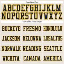 Load image into Gallery viewer, Custom Cream Navy-Gold Stitched Cuffed Knit Hat