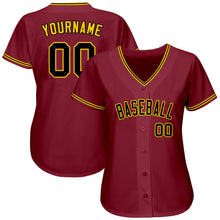 Load image into Gallery viewer, Custom Crimson Black-Gold Authentic Baseball Jersey