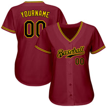 Load image into Gallery viewer, Custom Crimson Black-Gold Authentic Baseball Jersey