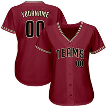 Load image into Gallery viewer, Custom Crimson Black-City Cream Authentic Baseball Jersey