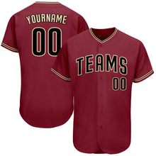 Load image into Gallery viewer, Custom Crimson Black-City Cream Authentic Baseball Jersey