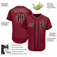 Load image into Gallery viewer, Custom Crimson Black-City Cream Authentic Baseball Jersey