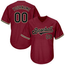 Load image into Gallery viewer, Custom Crimson Black-City Cream Authentic Throwback Rib-Knit Baseball Jersey Shirt