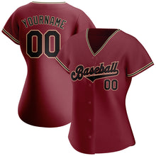 Load image into Gallery viewer, Custom Crimson Black-City Cream Authentic Baseball Jersey