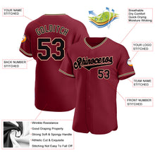 Load image into Gallery viewer, Custom Crimson Black-City Cream Authentic Baseball Jersey