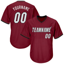 Load image into Gallery viewer, Custom Crimson White-Black Authentic Throwback Rib-Knit Baseball Jersey Shirt