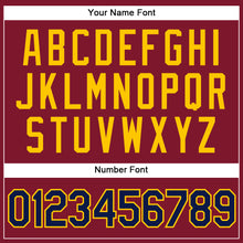 Load image into Gallery viewer, Custom Crimson Cream Pinstripe Navy-Gold Authentic Baseball Jersey