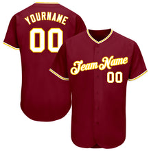 Load image into Gallery viewer, Custom Crimson White-Gold Authentic Baseball Jersey