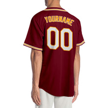 Load image into Gallery viewer, Custom Crimson White-Gold Authentic Baseball Jersey