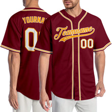 Load image into Gallery viewer, Custom Crimson White-Gold Authentic Baseball Jersey