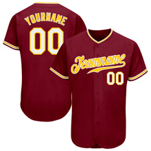 Load image into Gallery viewer, Custom Crimson White-Gold Authentic Baseball Jersey