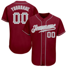 Load image into Gallery viewer, Custom Crimson Gray-White Authentic Baseball Jersey