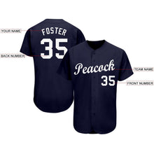 Load image into Gallery viewer, Custom Navy White Baseball Jersey