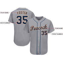 Load image into Gallery viewer, Custom Gray Navy-Orange Baseball Jersey