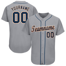 Load image into Gallery viewer, Custom Gray Navy-Orange Baseball Jersey