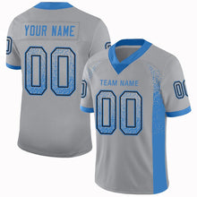 Load image into Gallery viewer, Custom Light Gray Powder Blue-Black Drift Fashion Football Jersey