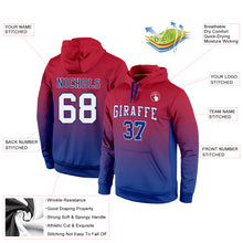 Load image into Gallery viewer, Custom Stitched Red White-Royal Fade Fashion Sports Pullover Sweatshirt Hoodie