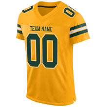 Load image into Gallery viewer, Custom Gold Green-White Mesh Authentic Football Jersey