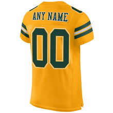 Load image into Gallery viewer, Custom Gold Green-White Mesh Authentic Football Jersey