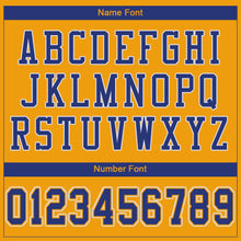 Load image into Gallery viewer, Custom Gold Royal-White Mesh Authentic Football Jersey