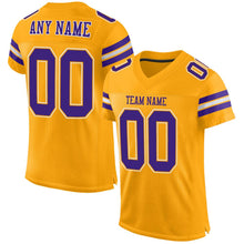 Load image into Gallery viewer, Custom Gold Purple-White Mesh Authentic Football Jersey