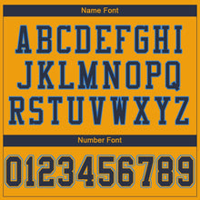 Load image into Gallery viewer, Custom Gold Navy-Powder Blue Mesh Authentic Football Jersey