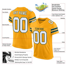 Load image into Gallery viewer, Custom Gold White-Green Mesh Authentic Football Jersey