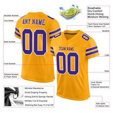 Load image into Gallery viewer, Custom Gold Purple-White Mesh Authentic Football Jersey