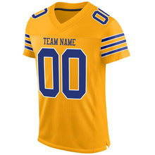 Load image into Gallery viewer, Custom Gold Royal-White Mesh Authentic Football Jersey