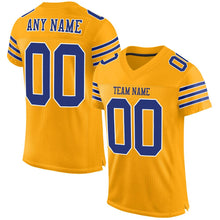 Load image into Gallery viewer, Custom Gold Royal-White Mesh Authentic Football Jersey