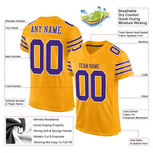 Load image into Gallery viewer, Custom Gold Purple-White Mesh Authentic Football Jersey